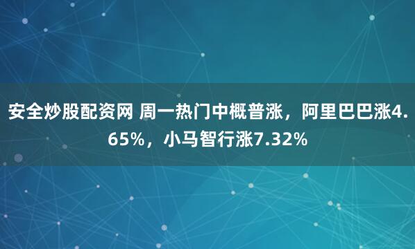 安全炒股配资网 周一热门中概普涨，阿里巴巴涨4.65%，小马智行涨7.32%